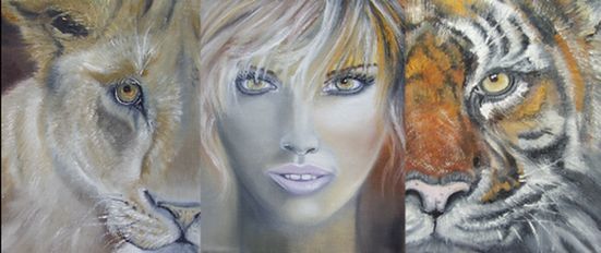 Painting titled "Miss Liger" by Alix, Original Artwork, Oil