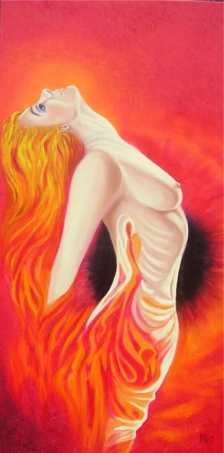 Peinture intitulée "Flamboyante" par Alix, Œuvre d'art originale, Huile