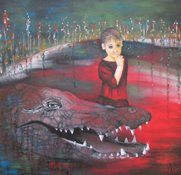 Pintura intitulada "The little girl of…" por Alix, Obras de arte originais, Óleo