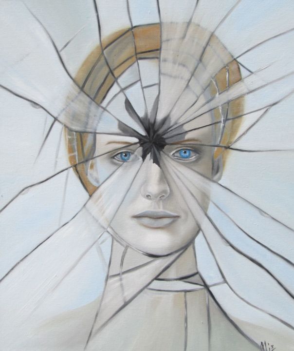 「The broken mirror...」というタイトルの絵画 Alixによって, オリジナルのアートワーク, オイル