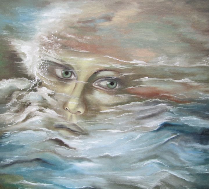 Painting titled "La naufragée" by Alix, Original Artwork, Oil