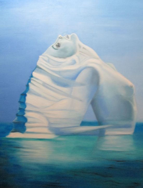 Schilderij getiteld "Iceberg 2" door Alix, Origineel Kunstwerk, Olie