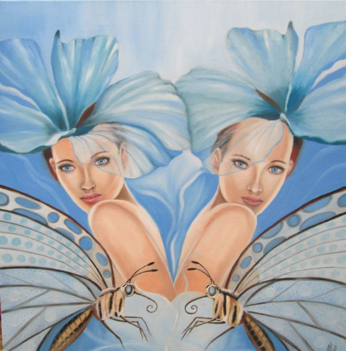 Malarstwo zatytułowany „Blue therapy...” autorstwa Alix, Oryginalna praca, Olej