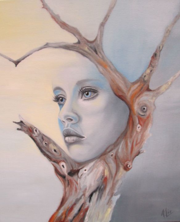 Malerei mit dem Titel "The dead tree" von Alix, Original-Kunstwerk, Öl