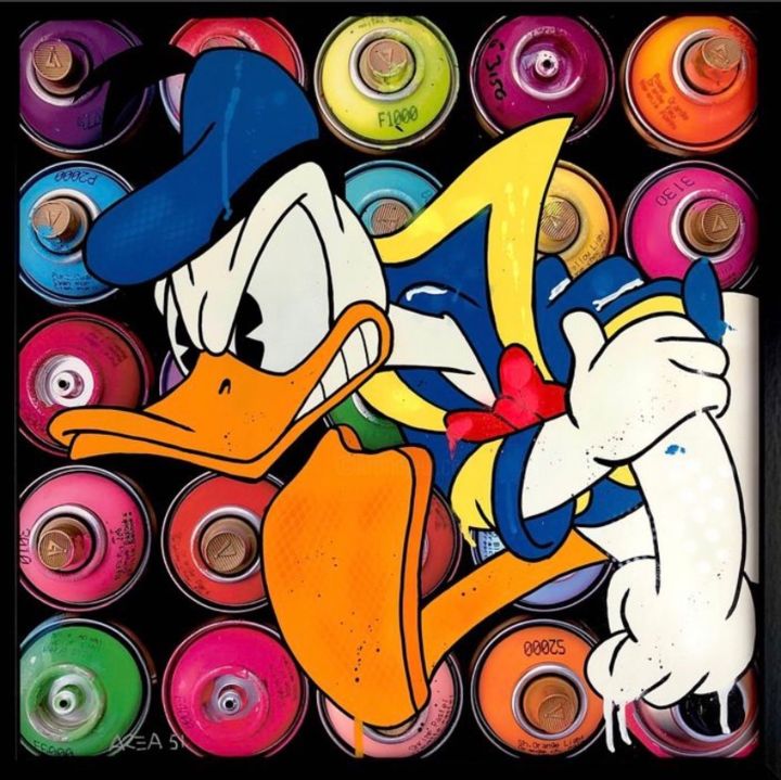 Painting titled "Angry Donald Duck g…" by Area 51, Original Artwork, Acrylic
