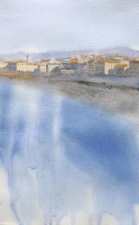 Malerei mit dem Titel "Watercolor Landscap…" von Anna Aredova, Original-Kunstwerk, Aquarell