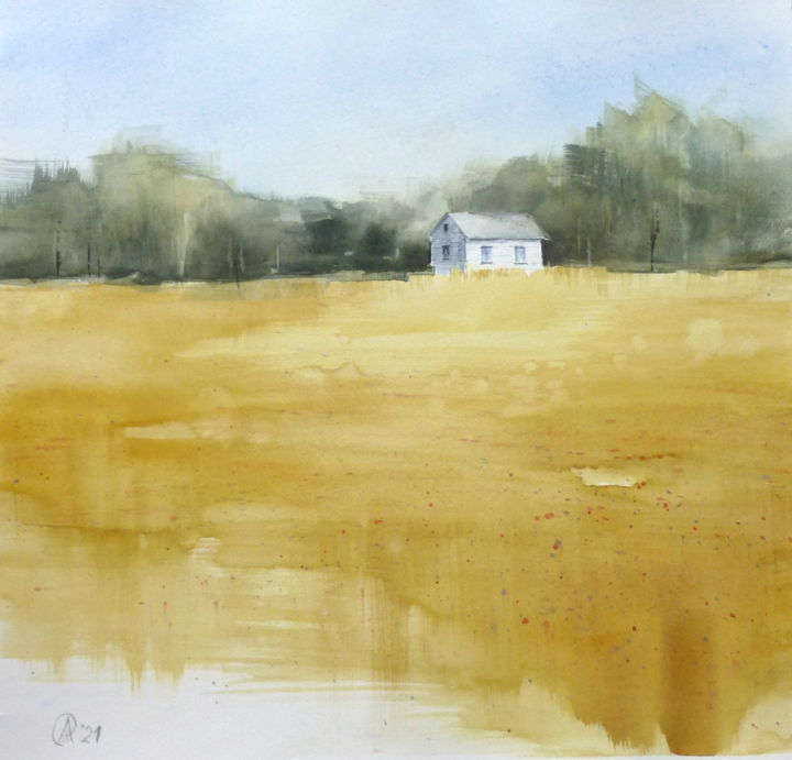 Painting titled "Watercolor Landscap…" by Anna Aredova, Original Artwork, Watercolor