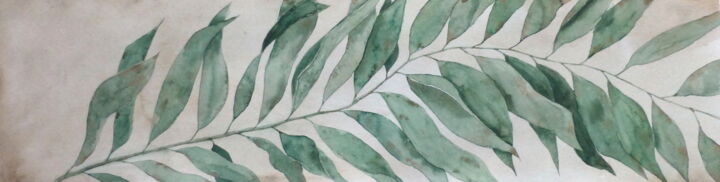 Painting titled "Watercolor branch" by Anna Aredova, Original Artwork, Watercolor