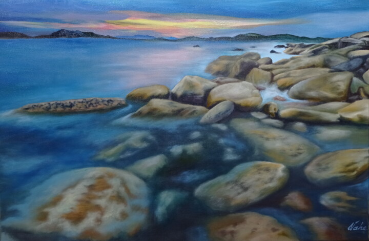 Painting titled "Sea ​​sunset" by Areva, Original Artwork, Oil