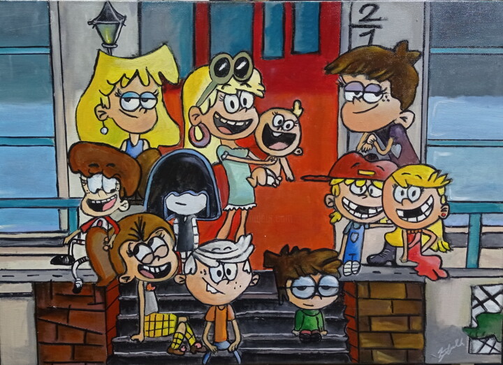 Картина под названием "The Loud House" - Areva, Подлинное произведение искусства, Масло