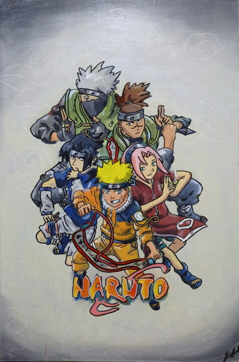 Peinture intitulée "Naruto" par Areva, Œuvre d'art originale, Huile