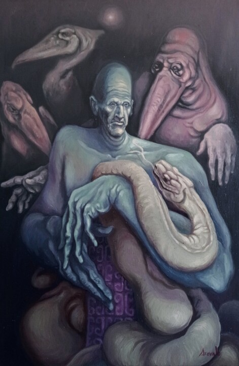 Painting titled "Reflexiones valorat…" by Arevalo García Vielma, Original Artwork, Oil