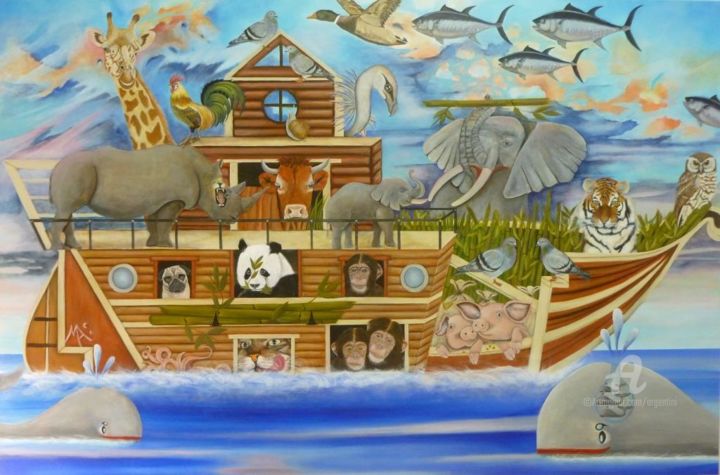Pintura titulada "Voyage en mer" por Marina Argentini, Obra de arte original, Acrílico