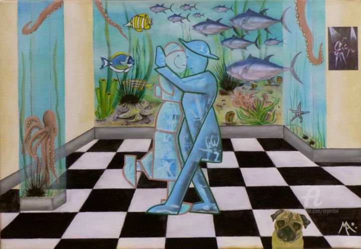 Peinture intitulée "Intérieur 9 "Aquari…" par Marina Argentini, Œuvre d'art originale, Acrylique