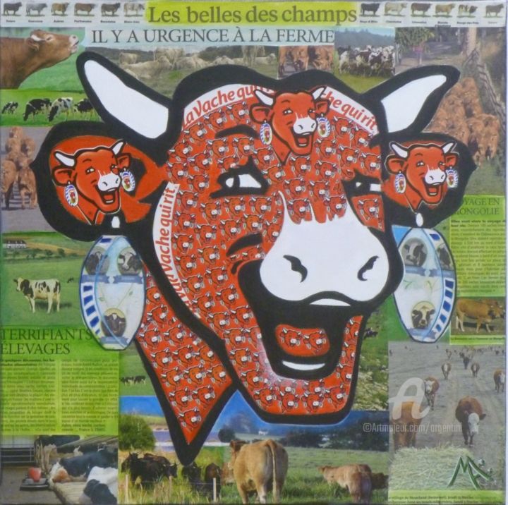 Peinture intitulée "La vache qui rit" par Marina Argentini, Œuvre d'art originale