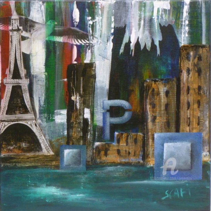 Peinture intitulée "Paris" par Marina Argentini, Œuvre d'art originale