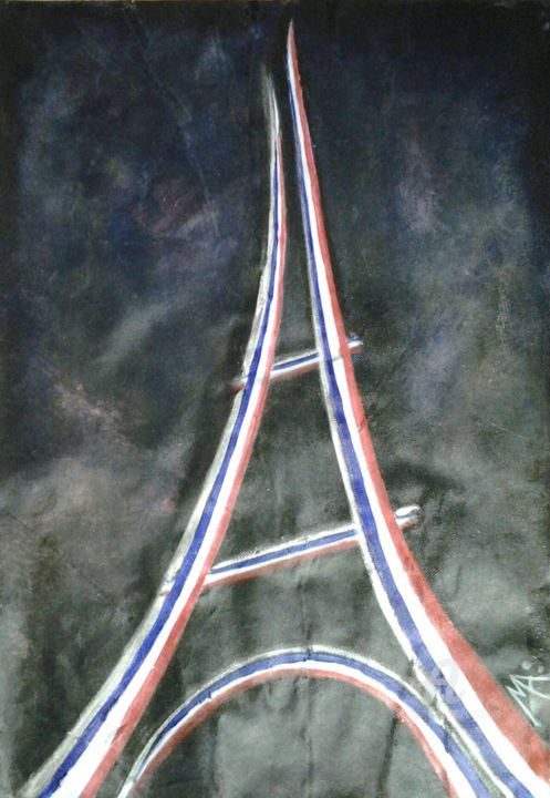 Dessin intitulée "T. Eiffel" par Marina Argentini, Œuvre d'art originale