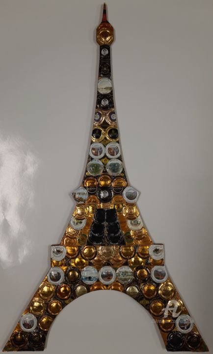 拼贴 标题为“Eiffel 90” 由Marina Argentini, 原创艺术品, 金属