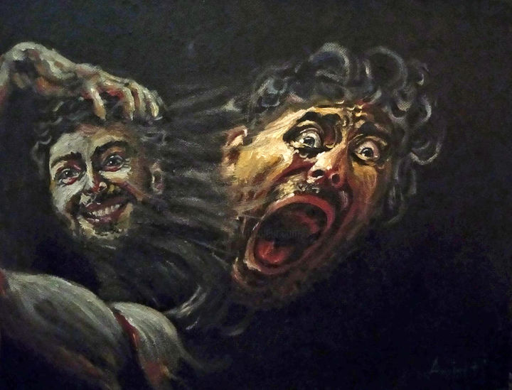 Painting titled "Emotional suffering" by Argishti Mesropyan, Original Artwork, Oil