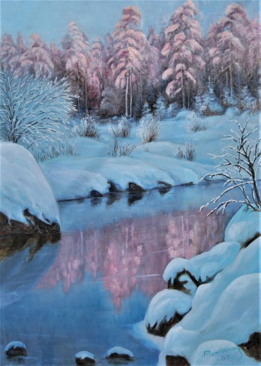 Painting titled "Punainen metsä" by Ari Reinikainen, Original Art, Oil
