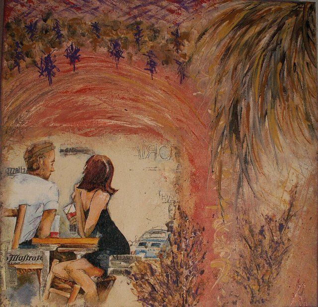 Peinture intitulée "La terrasse 2" par Annsylvie Richert, Œuvre d'art originale