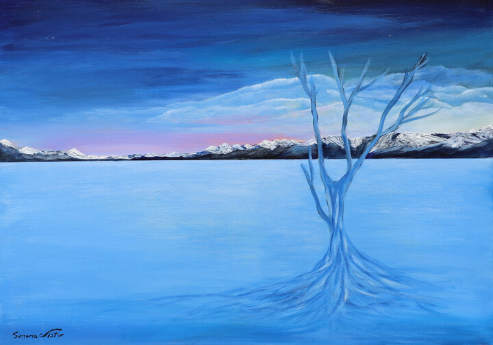 Malerei mit dem Titel "Der Eisbaum" von Aria Artis, Original-Kunstwerk, Acryl