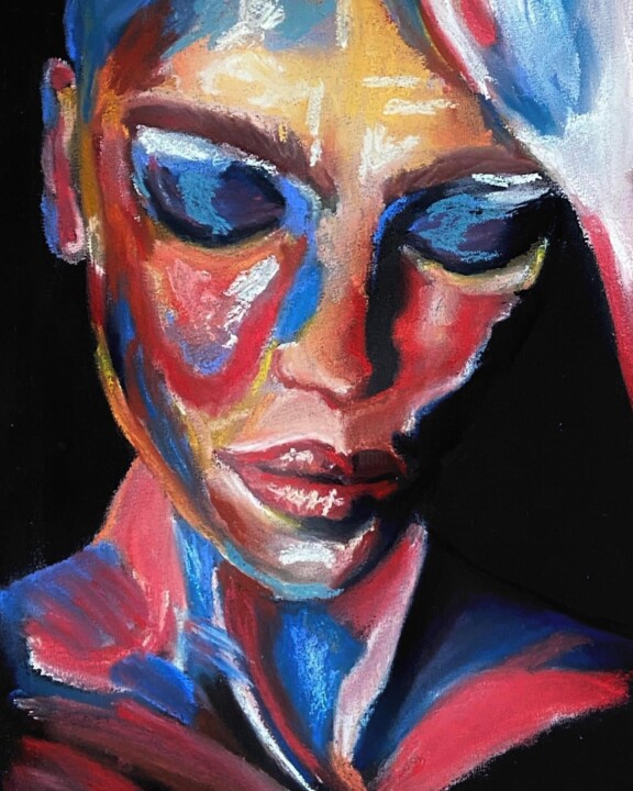 Peinture intitulée "Vertieft in Gedanken" par Aria Artis, Œuvre d'art originale, Pastel