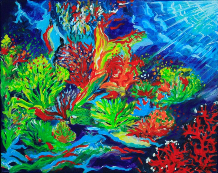 Malerei mit dem Titel "Wasserwelt" von Aria Artis, Original-Kunstwerk, Acryl