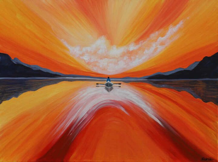 Malerei mit dem Titel "Sonnenuntergang" von Aria Artis, Original-Kunstwerk, Acryl
