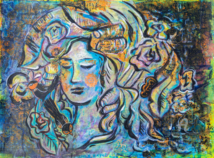 Painting titled "Face of Spring" by Ariadna De Raadt, Original Artwork, Acrylic