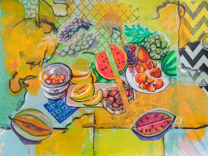 Painting titled "Kitchen Art - Fruits" by Ariadna De Raadt, Original Artwork, Marker