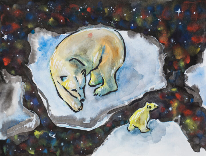 Painting titled "Constellation Family" by Ariadna De Raadt, Original Artwork, Watercolor