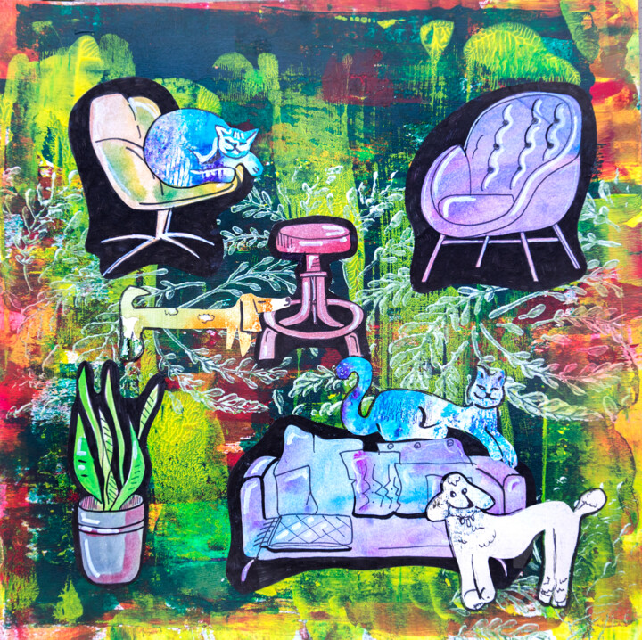 Painting titled "Pets life ( home st…" by Ariadna De Raadt, Original Art, Acrylic