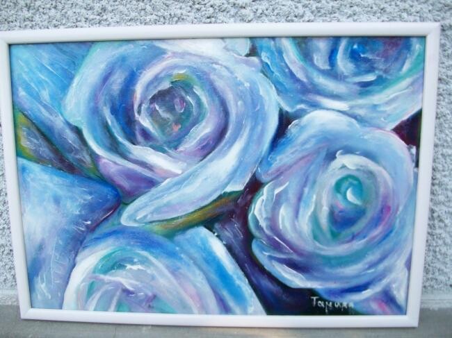 Pintura intitulada "Голубі рози" por Ariadna, Obras de arte originais, Óleo