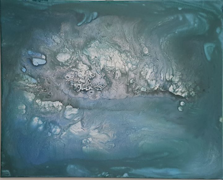 Painting titled "Eaux troubles" by Ariane Houngbo, Original Art, Acrylic Mounted on Stretcher frame
