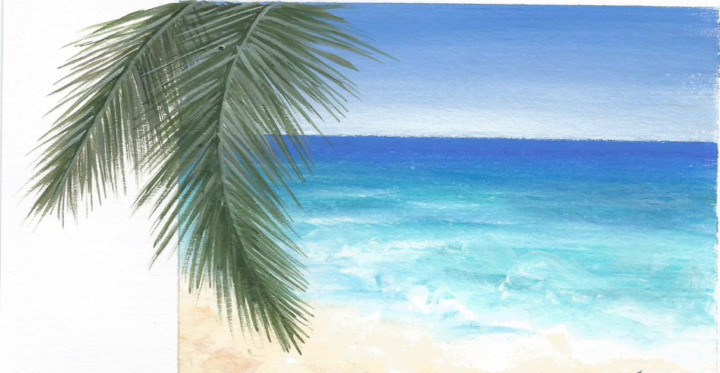 Malerei mit dem Titel "Antilles" von Fanny Bineau, Original-Kunstwerk, Acryl