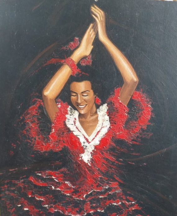 Peinture intitulée "Flamenco sur comman…" par Fanny Bineau, Œuvre d'art originale, Acrylique