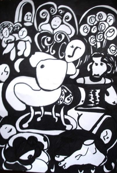 Painting titled "Bouc" by Ariciu, Original Art,