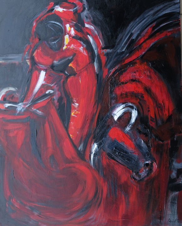 Картина под названием "corrida1-100x80cm.j…" - Arielle, Подлинное произведение искусства, Акрил