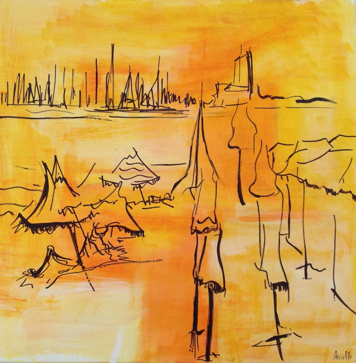 Peinture intitulée "port de royan, libe…" par Arielle, Œuvre d'art originale, Acrylique