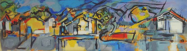 Peinture intitulée "cabanes ostreicoles" par Arielle, Œuvre d'art originale, Acrylique