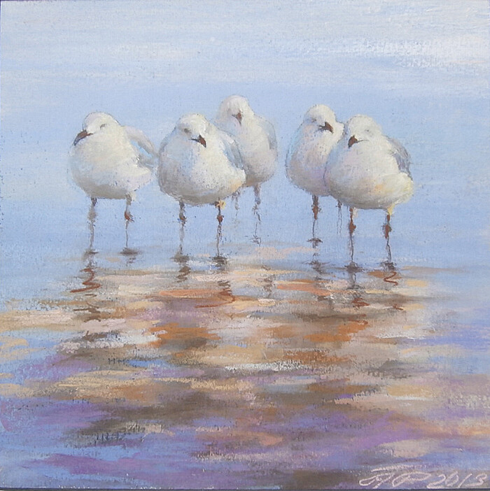 Dessin intitulée "Seagulls" par Arija Paikule, Œuvre d'art originale, Autre
