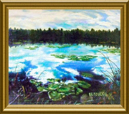 Painting titled "ОЗЕРО БЕЗДОННОЕ" by Garik, Original Artwork, Oil