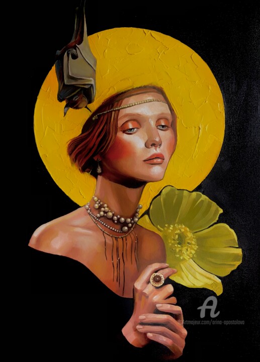 Schilderij getiteld "Night" door Arina Apostolova, Origineel Kunstwerk, Olie