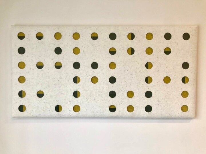 Textielkunst getiteld "Dots_Nature" door Arina Ergle, Origineel Kunstwerk, Textielvezel Gemonteerd op Houten paneel