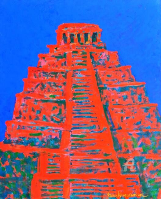Картина под названием "The Temple ( Храм )…" - Арина Хандамян, Подлинное произведение искусства, Акрил