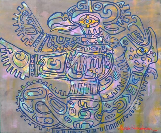 Ζωγραφική με τίτλο "Gods' Messenger ( П…" από Арина Хандамян, Αυθεντικά έργα τέχνης, Ακρυλικό