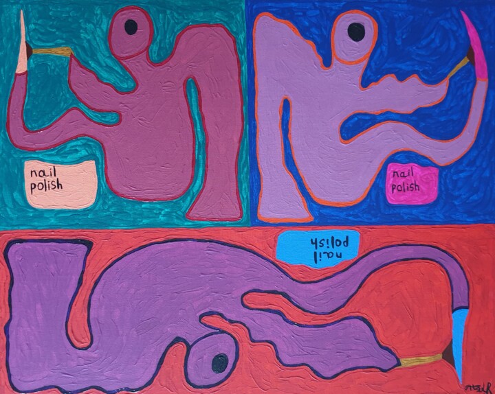 绘画 标题为“We just paint our n…” 由Arina Mari, 原创艺术品, 丙烯 安装在纸板上