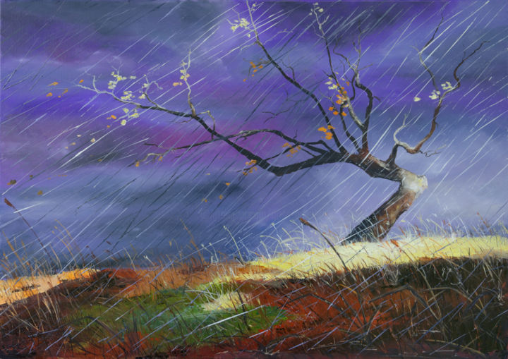 Painting titled "Orage en violet" by Arina Tcherem, Original Artwork, Oil