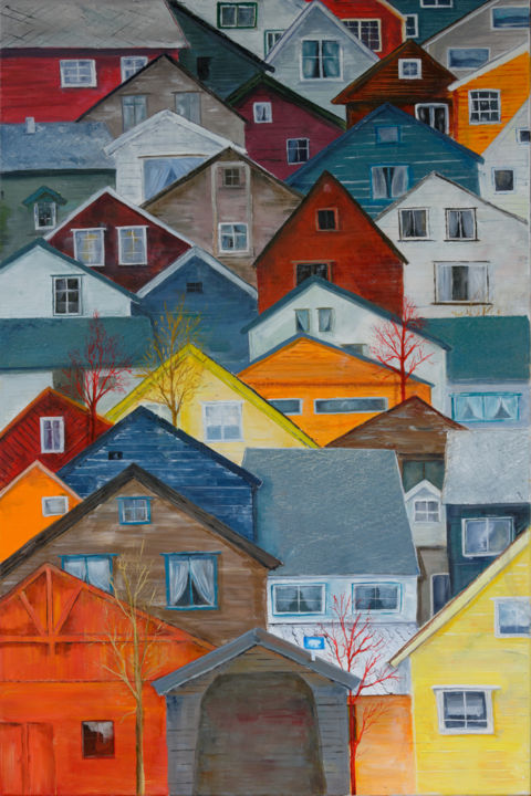 Peinture intitulée "Norway" par Arina Tcherem, Œuvre d'art originale, Huile